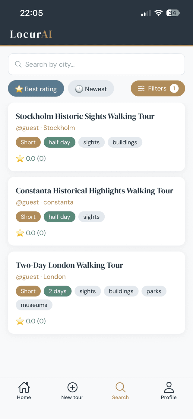 Browse public tours